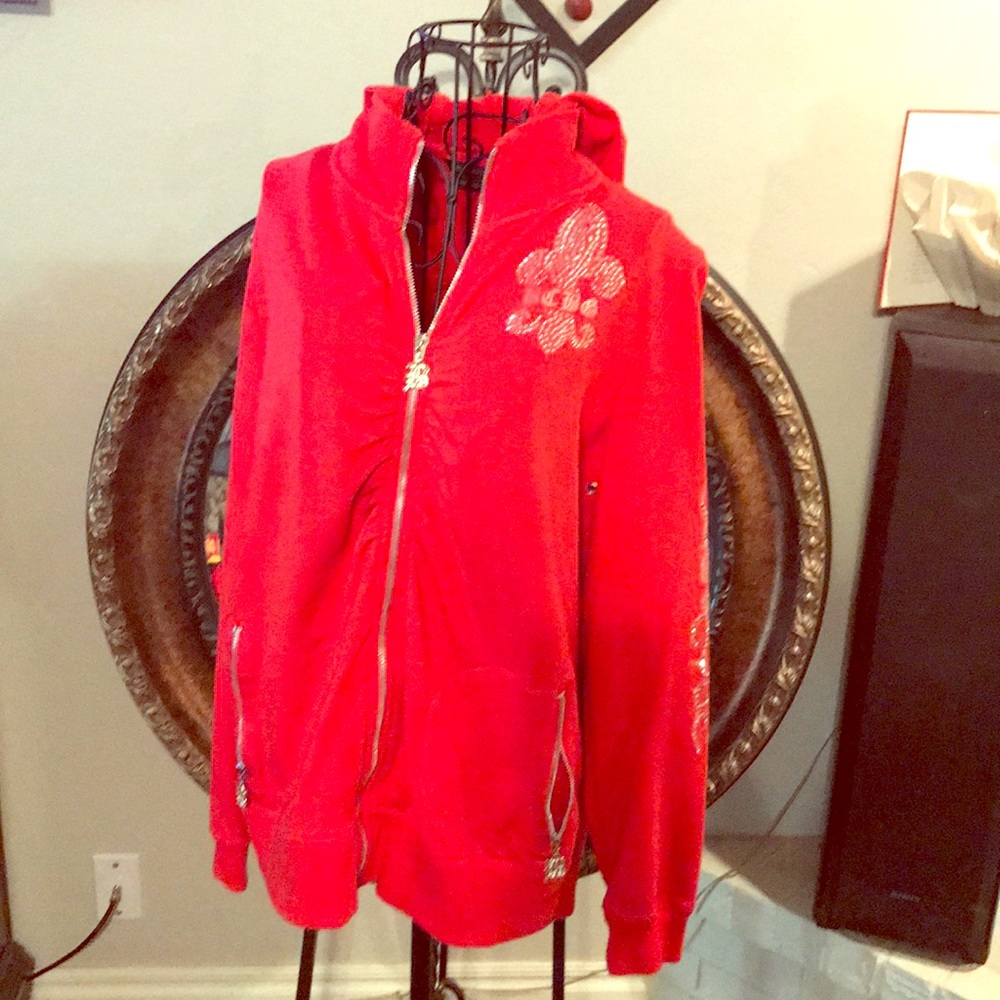 BCBG red glam zip up hoodie